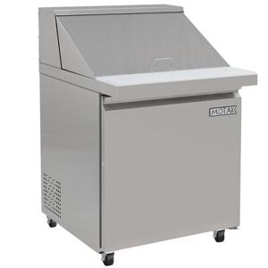 "MoTak MST-28-12 27 1/2"" Sandwich/Salad Prep Table w/ Refrigerated Base, 115V, 12 Sixth-Size Pans, PVC-Coated Shelf, Stainless Steel"