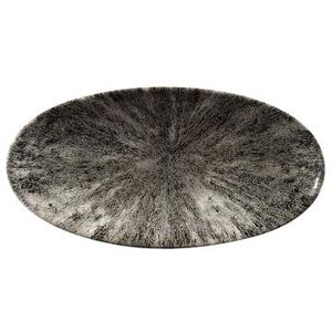 "Churchill STQBOV301 Oval Studio Prints Chef's Plate - 11 3/4"" x 5 7/8"", Ceramic, Quartz Black"