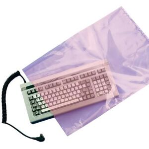 "LK Packaging FAS40812 Open Ended Anti Static Bag - 12""L x 8""W, 4 mil LDPE, Pink"