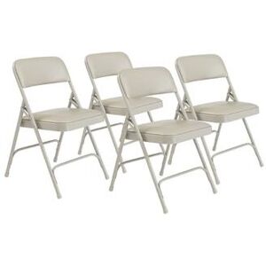 National Public Seating 1202 Folding Chair w/ Warm Gray Vinyl Back & Seat - Steel Frame, Gray