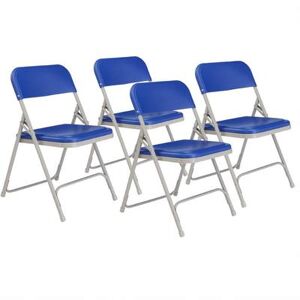 National Public Seating 805 Folding Chair w/ Blue Plastic Back & Seat - Steel Frame, Gray