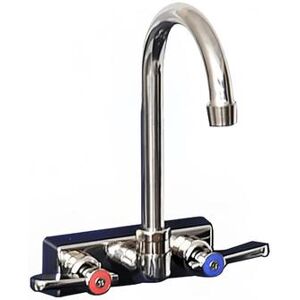 "BK Resources EVO-4SM-8G Splash Mount Faucet w/ 8"" Gooseneck Spout & 4"" Centers, Stainless Steel"