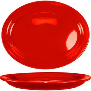 "ITI CAN-13-CR 11 3/4"" x 9 1/4"" Oval Cancun Platter - Ceramic, Crimson Red"