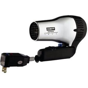 Conair Hospitality 169CHIW Ionic Hair Dryer w/ Folding Handle & Retractable Cord - 1875 watts, Chrome/Black, Silver, 120 V