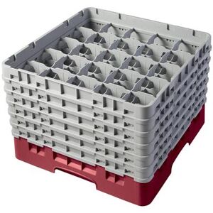 Cambro 25S1114416 Camrack Glass Rack w/ (25) Compartments - (6) Gray Extenders, Cranberry, Cranberry Base, 6 Soft Gray Extenders, Red