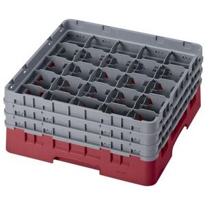 Cambro 25S638416 Camrack Glass Rack w/ (25) Compartments - (3) Gray Extenders, Cranberry, Cranberry Base, 3 Soft Gray Extenders, Red