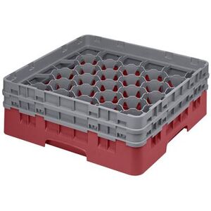 Cambro 30S434163 Camrack Glass Rack w/ (30) Compartments - (2) Gray Extenders, Red, Full Size