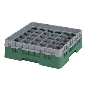 Cambro 36S318119 Camrack Glass Rack w/ (36) Compartments - (1) Gray Extender, Sherwood Green, 1 Soft Gray Extender