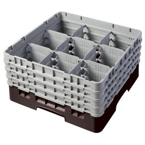 "Cambro 9S800167 Camrack Glass Rack w/ (9) Compartments - (4) Gray Extenders, Brown, With 4 Extenders, 19 3/4"""