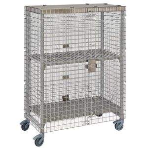 "Cambro CPMU244867SUPKG Camshelving Premium 50 1/4"" Mobile Security Cage, 26 3/4""D, Silver"