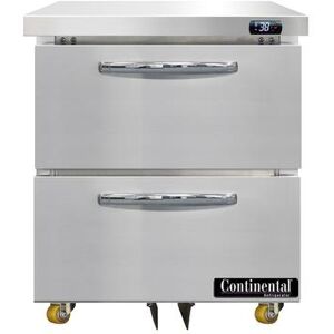 "Continental SW27N-U-D 27"" W Undercounter Refrigerator w/ (1) Section & (2) Drawers, 115v, 7.4 cu. ft, Silver"