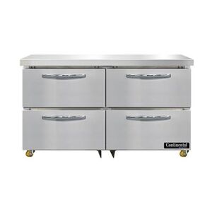 "Continental SWF48N-U-D 48"" W Undercounter Freezer w/ (2) Sections & (4) Drawers, 115v, Silver"