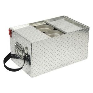 Bon Chef 61290 Hot Dog Hawker Server - (2)1/6 and (1)1/3 Size Food Pans, Aluminum