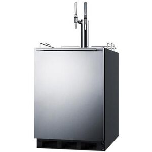 "Summit SBC58BLBIADANCFTWIN 24"" Draft Nitro Cold Brew Coffee Dispenser - (1) Column & (2) Taps, Black, 115v, Silver"