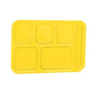 "Vollrath 2015-138 Plastic Rectangular Tray w/ (6) Compartments, 14 3/4"" x 9 7/8"", Bright Yellow"