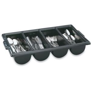 Vollrath 52653 4 Compartment Cutlery Bin - Plastic, Black, 4 Compartments