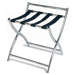 "CSL 199SS-BL Luxury Series Metal Luggage Rack w/ Black Poly Straps - 19 1/2""W x 18 1/2""D x 22 1/2""H, Silver"