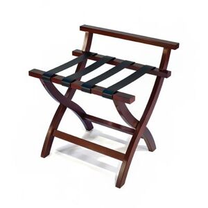 "CSL 79MAH-1 Wood Luggage Rack w/ 2 1/4"" Black Poly Straps - 23""W x 19""D x 24""H, Mahogany"