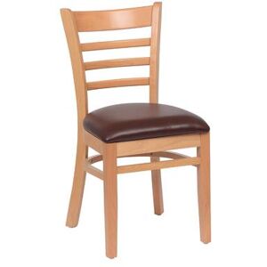 Royal Industries ROY 8001 N BRN Side Chair w/ Ladder Back & Brown Vinyl Seat - Beechwood Frame, Natural Finish