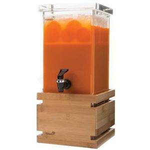 Rosseto LD116 1 gal Beverage Dispenser w/ Ice Basket - Plastic Container, Bamboo Base, Brown