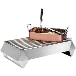 "Rosseto SK045 Rectangular Warmer w/ (1) Burner - 26"" x 15 3/4"", Brushed Stainless, Burner, Fuel Holder, & Grill, 6 Piece, Silver"