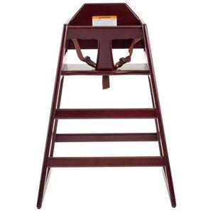 "Tablecraft 6464162 29"" Stackable Wood High Chair w/ Waist Strap - Rubberwood, Mahogany, Brown"