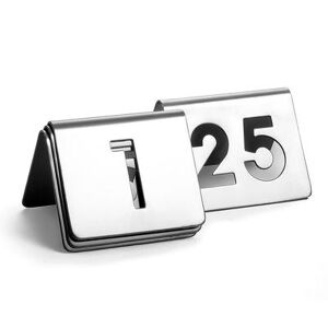 "Tablecraft TC125 Tabletop Number Cards - 1 25, 2 1/2"" x 2 1/2"", Stainless, Stainless Steel"