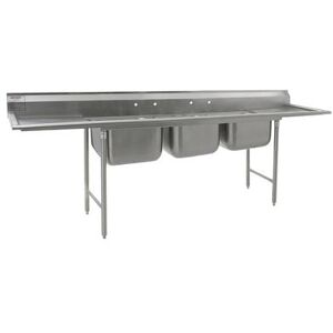 Eagle Group 314-24-3-24 126"" 3 Compartment Sink w/ 24""L x 24""W Bowl, 13 1/2"" Deep, Stainless Steel"