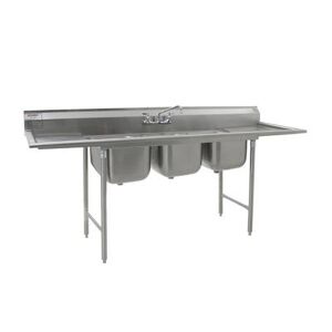 Eagle Group 414-18-3-18 96"" 3 Compartment Sink w/ 18""L x 24""W Bowl, 13 1/2"" Deep, Stainless Steel"