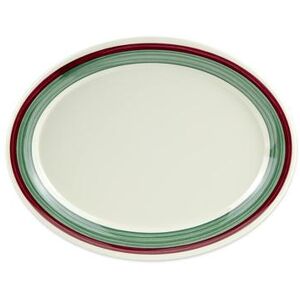 "GET OP-135-PO 13 1/2"" x 10 1/4"" Oval Diamond Portofino Platter - Melamine, White, 12/case"