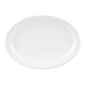 "GET OP-614-W 13 1/4"" x 9 3/4"" Oval Supermel Platter - Melamine, White, 12/Case"