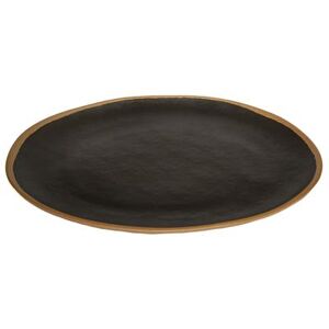 "GET P-151-BR 15"" x 11"" Oval Pottery Market Platter - Melamine, Brown w/ Clay Trim"