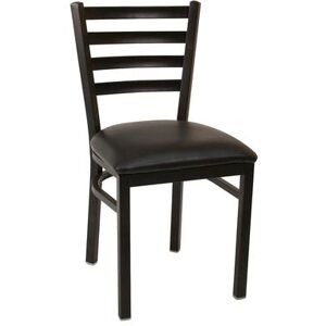 American Tables & Seating 77-BVS-LOOSE Side Chair w/ Ladder Back & Black Vinyl Seat - Metal Frame, Black