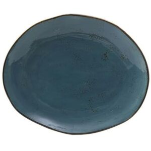 "Tuxton GGE-023 13 1/4"" x 11"" Free Form Artisan Geode Platter - Porcelain, Azure, Blue"