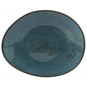 "Tuxton GGE-651 Oblong Elliptical Artisan Geode Plate - 10"" x 8 1/4"", Porcelain, Azure, Blue"