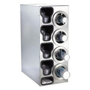 Dispense-Rite CTC-C-4RSS Cup & Lid Organizer, Cabinet, (9) Compartment, All Cup Types, 4 Adjustable Chutes, Stainless Steel