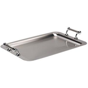 "Service Ideas TRRTH2012BS Rectangular Serving Tray w/ Handles - 20 3/4""L x 12 1/2""W, Brushed Stainless, Silver"