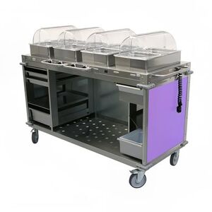 "Cadco CBC-HHHH-L7-4 70 1/4"" Hot Food Table w/ (4) Wells & Undershelf, 120v, Purple"