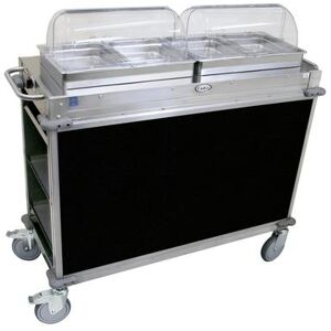 "Cadco CBC-HH-L6 52 3/4"" Hot Food Table w/ (2) Wells & Enclosed Base, 120v, Black"