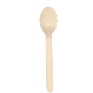 "VerTerra VT-E2-13 6"" Disposable Wooden Spoon, Lightweight, Beige"