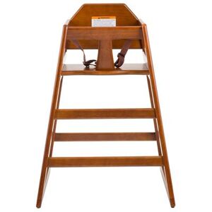 "Tablecraft 6666163 29"" Stackable Wood High Chair w/ Waist Strap - Rubberwood, Walnut, Brown"