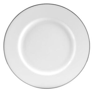 "10 Strawberry Street SL0001 10 3/4"" Round Silver Line Dinner Plate - Porcelain, White/Silver"
