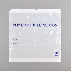 "LK Packaging PB25263DW Bottom Gusset Personal Belongings Bag w/ Cord string - 25"" x 26"", LDPE, White Opaque"