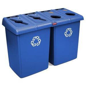 Rubbermaid 1792372 92 gal Multiple Material Recycle Bin - Indoor, Multiple Sections, Sortation Style, Blue