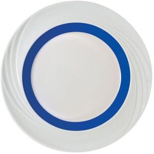 "Libbey 9181826-62971 10 1/4"" Round Schonwald Plate - Donna Senior, Porcelain, White/Blue"