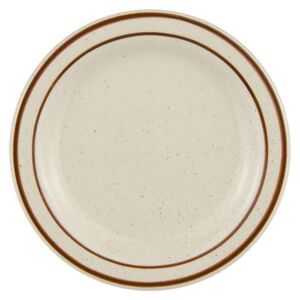 "Libbey DSD-5 5 1/2"" Round Desert Sand Plate - Speckled, (2) Brown Bands, White"