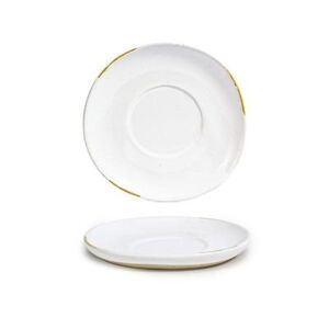 "Front of the House DCS070WHP23 4 1/2"" Round Artefact Saucer - Porcelain, White"