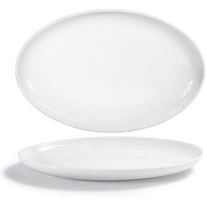 "Front of the House DOS035WHP21 Oval Harmony Plate - 13"" x 8 1/2"", Porcelain, White"