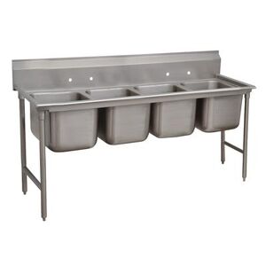 "Advance Tabco 93-4-72-18RL 110"" 4 Compartment Sink w/ 16""L x 20""W Bowl, 12"" Deep, Stainless Steel"