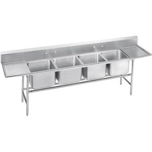 "Advance Tabco 94-4-72-36RL 146"" 4 Compartment Sink w/ 16""L x 20""W Bowl, 14"" Deep, Stainless Steel"